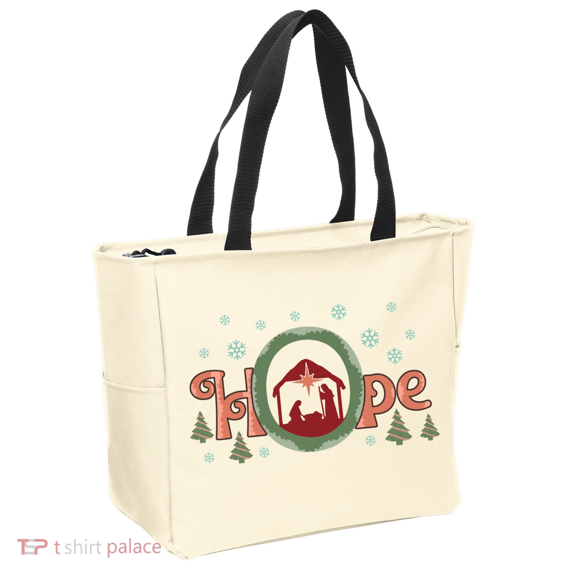 Hope Christian Retro Christmas Religious Faith Bible Verses Graphic Plus Size Tote Bag