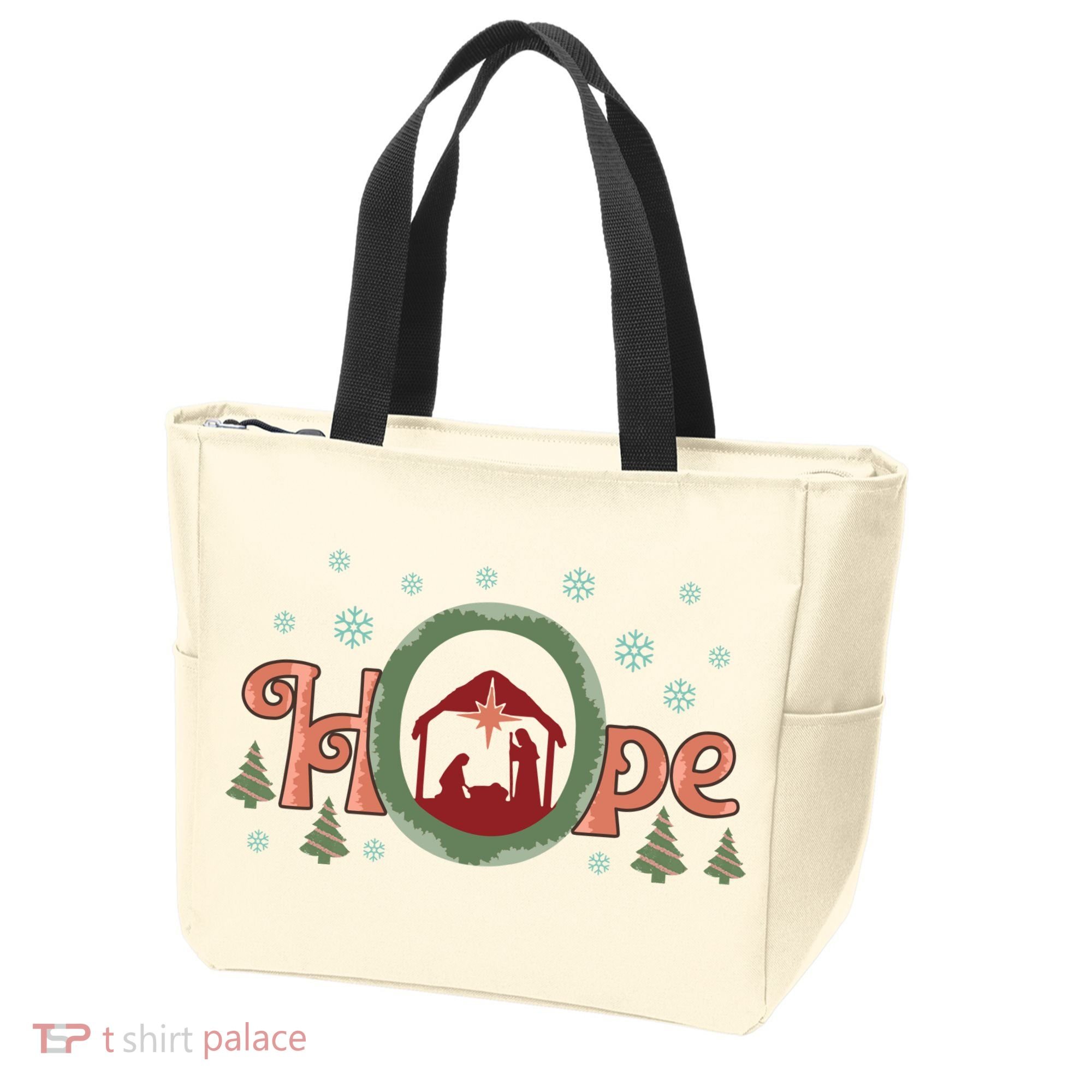 Hope Christian Retro Christmas Religious Faith Bible Verses Graphic Plus Size Tote Bag