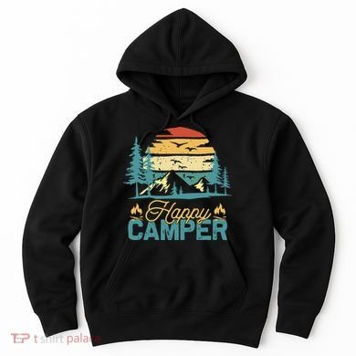 Happy Camper Retro Matching Camping Crew Hoodie