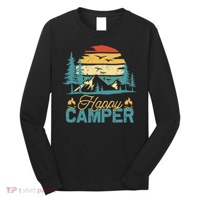 Happy Camper Retro Matching Camping Crew Long Sleeve Shirt