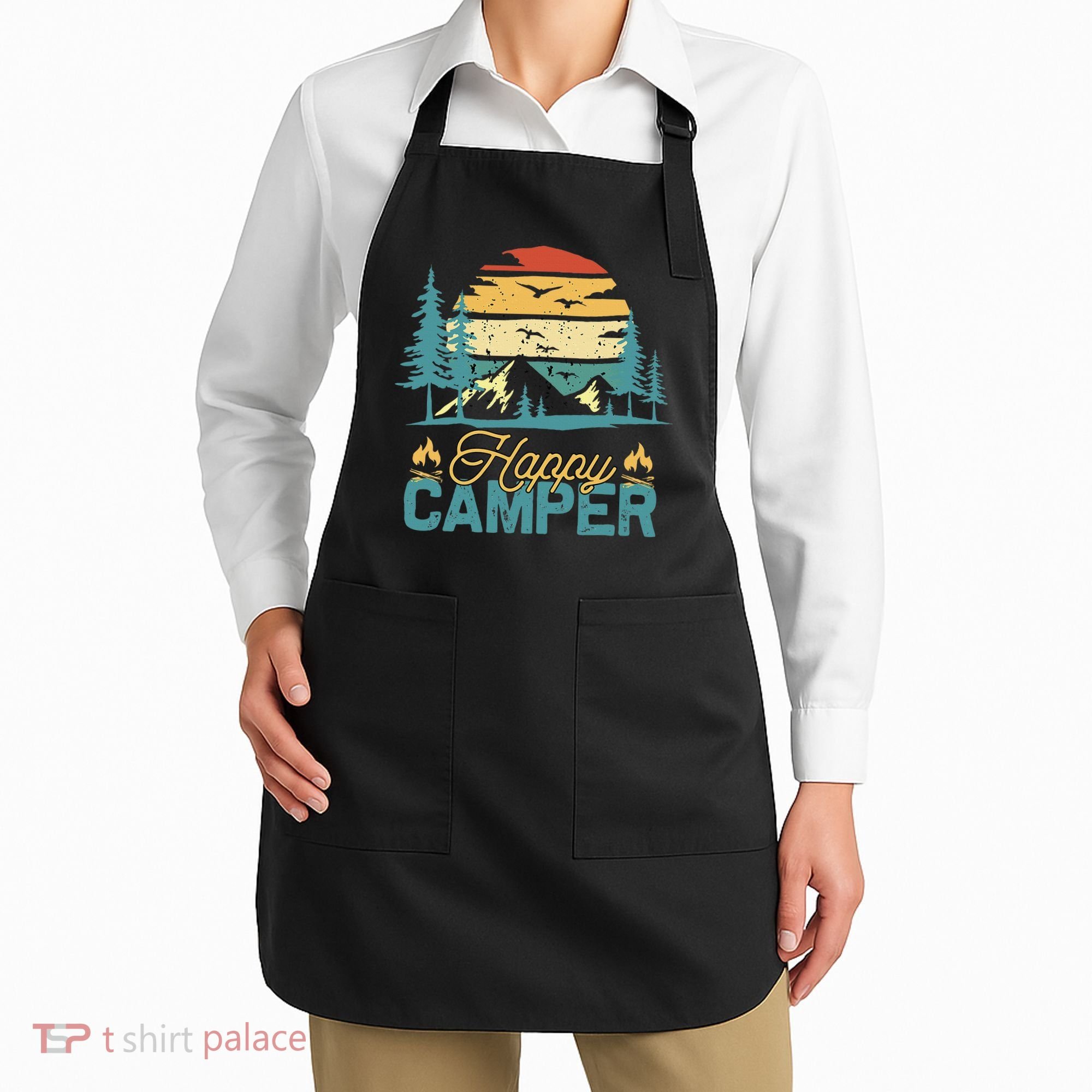 Happy Camper Retro Matching Camping Crew Apron