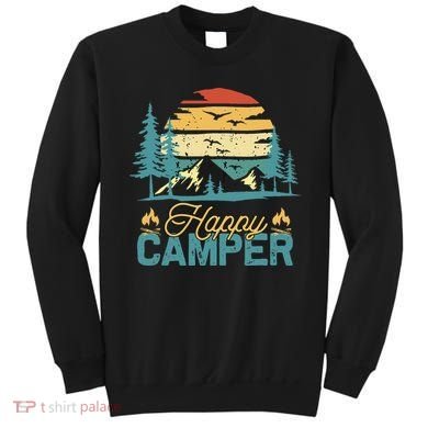 Happy Camper Retro Matching Camping Crew Sweatshirt