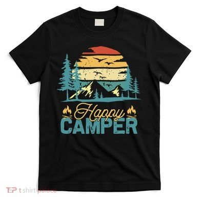 Happy Camper Retro Matching Camping Crew T-Shirt
