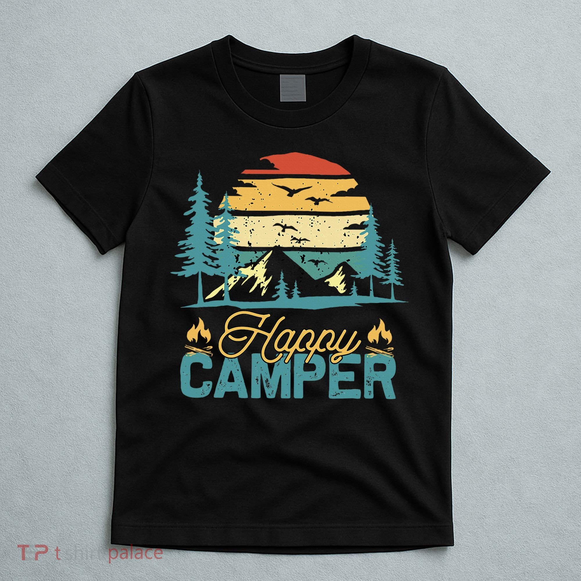 Happy Camper Retro Matching Camping Crew T-Shirt