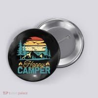 Happy Camper Retro Matching Camping Crew Button thumb 0