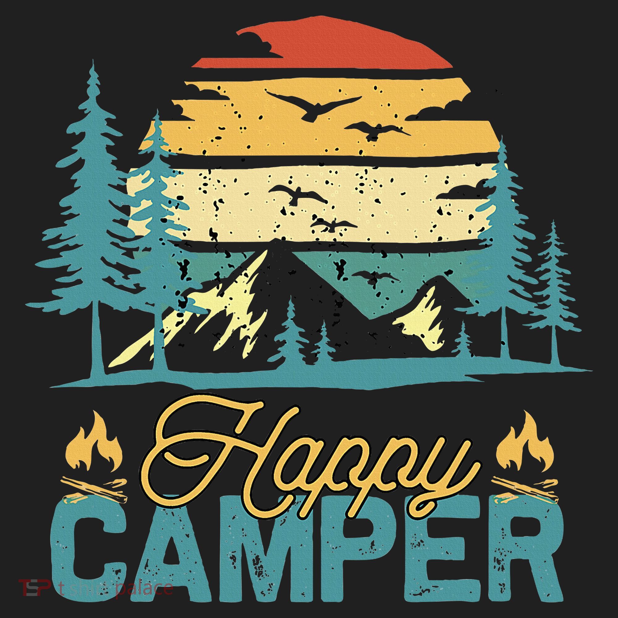 Happy Camper Retro Matching Camping Crew Beanie