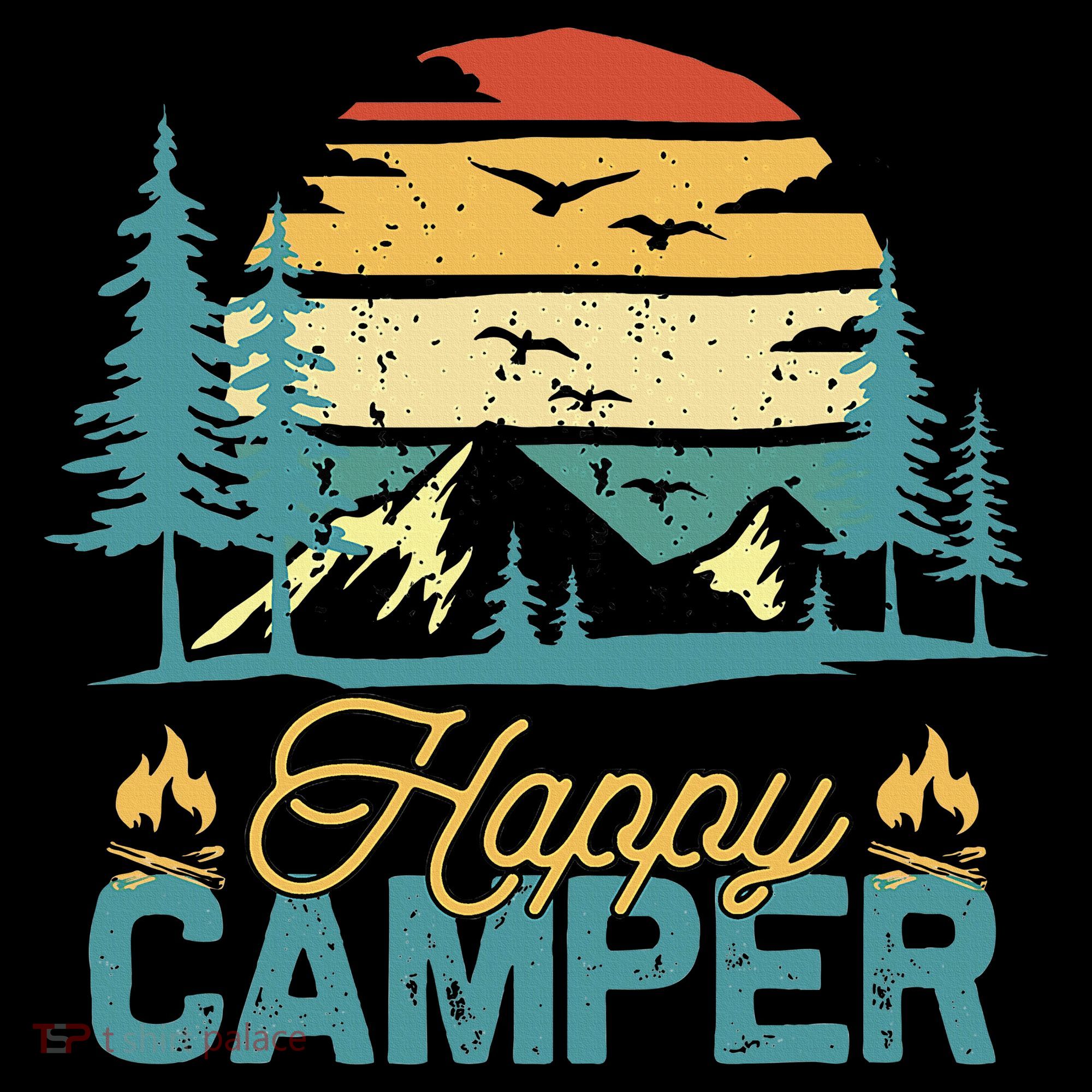 Happy Camper Retro Matching Camping Crew Ornament
