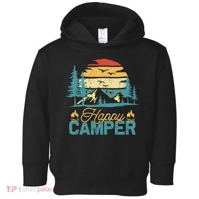 Happy Camper Retro Matching Camping Crew Toddler Hoodie
