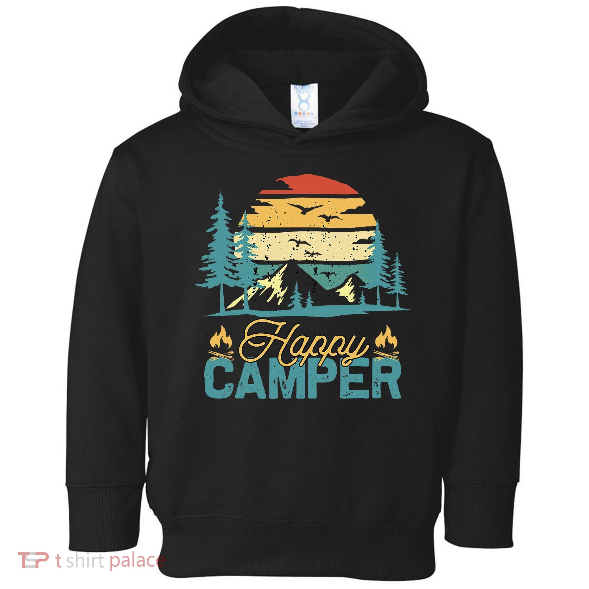 Happy Camper Retro Matching Camping Crew Toddler Hoodie
