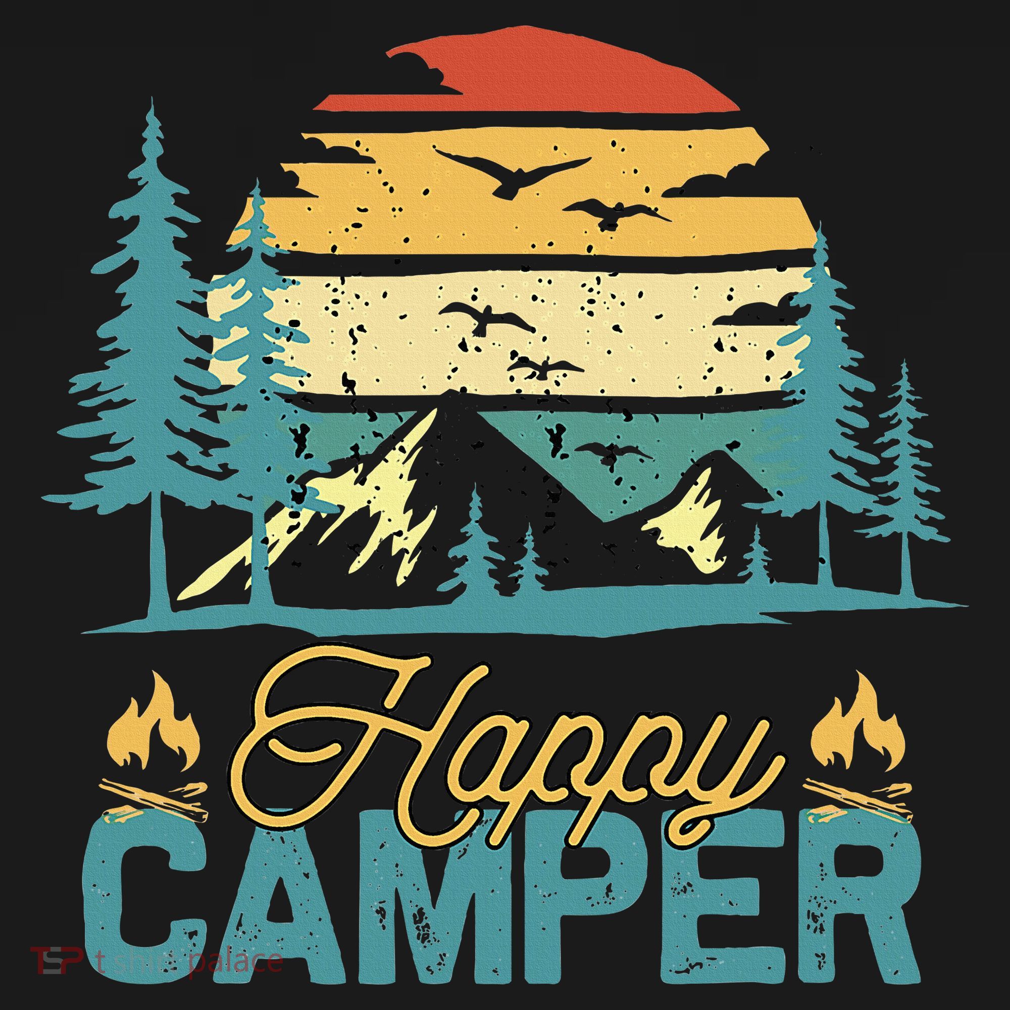 Happy Camper Retro Matching Camping Crew Tank Top