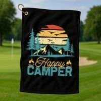Happy Camper Retro Matching Camping Crew Golf Towel thumb 1