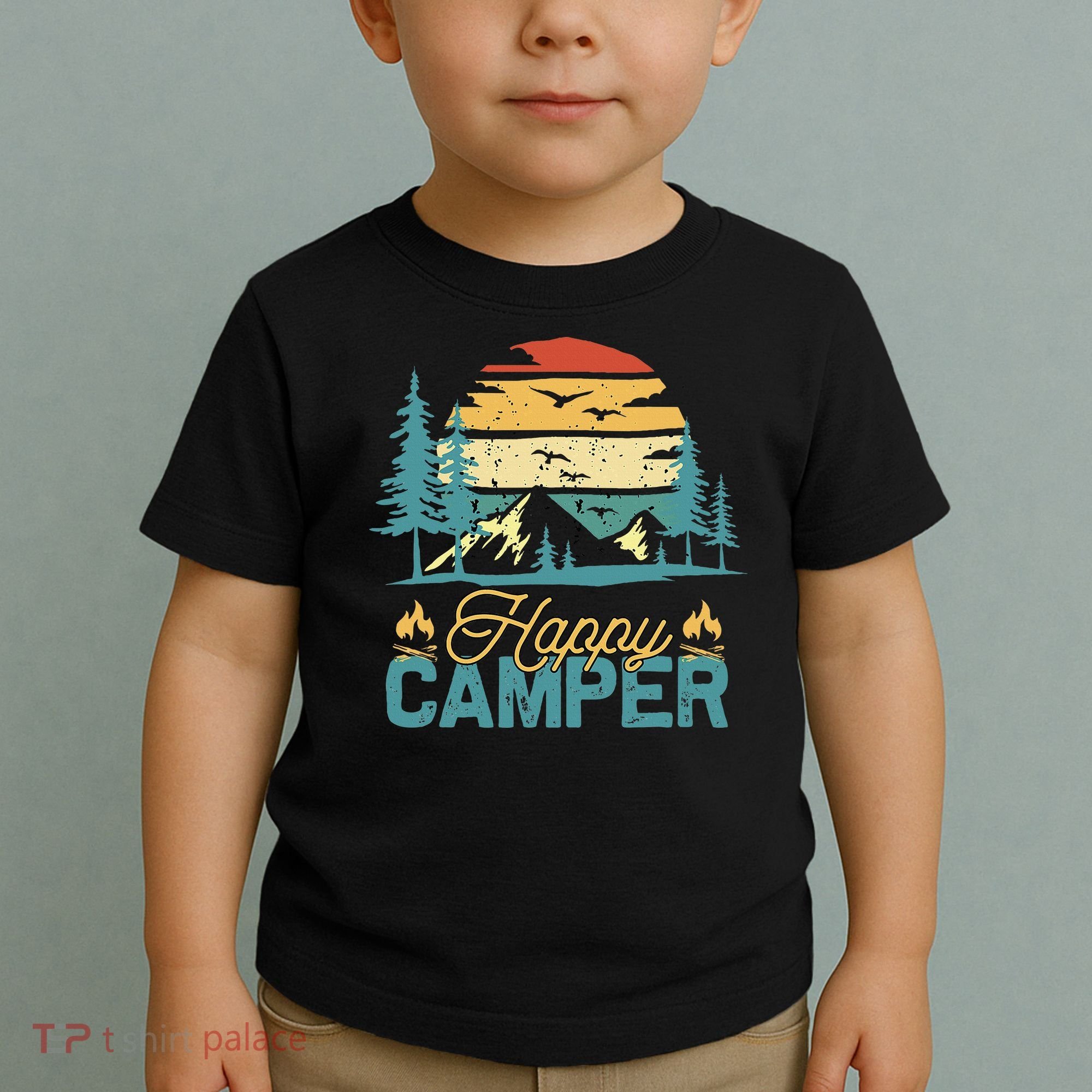 Happy Camper Retro Matching Camping Crew Toddler T-Shirt