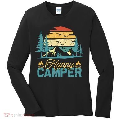 Happy Camper Retro Matching Camping Crew Women's Long Sleeve Shirt