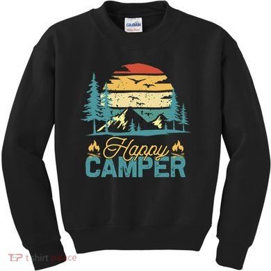 Happy Camper Retro Matching Camping Crew Kids Sweatshirt