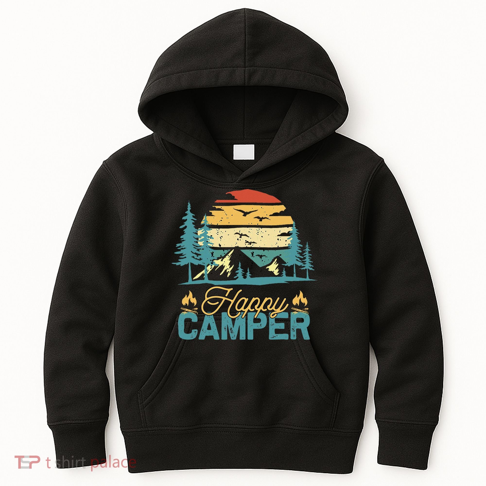 Happy Camper Retro Matching Camping Crew Kids Hoodie