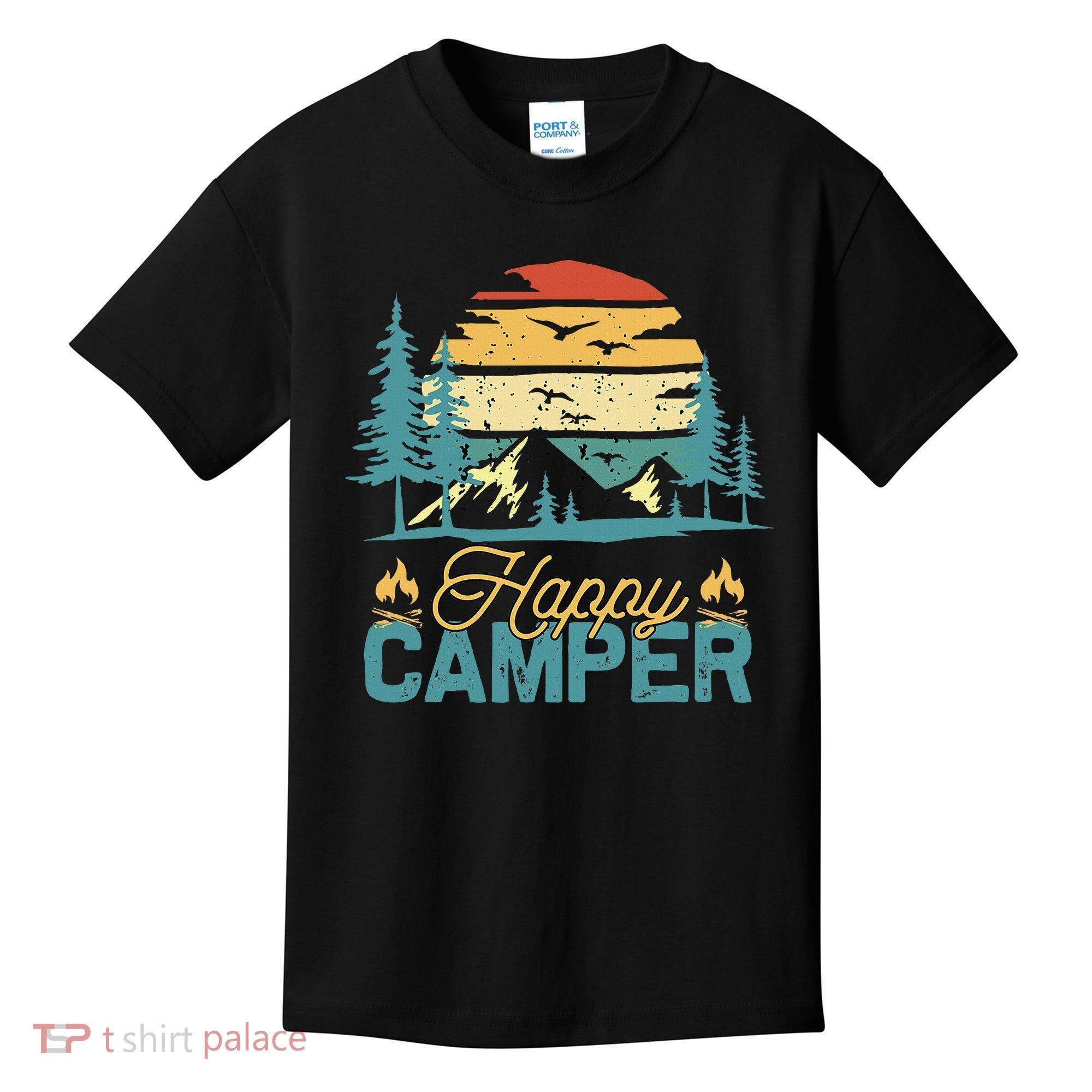 Happy Camper Retro Matching Camping Crew Kids T-Shirt