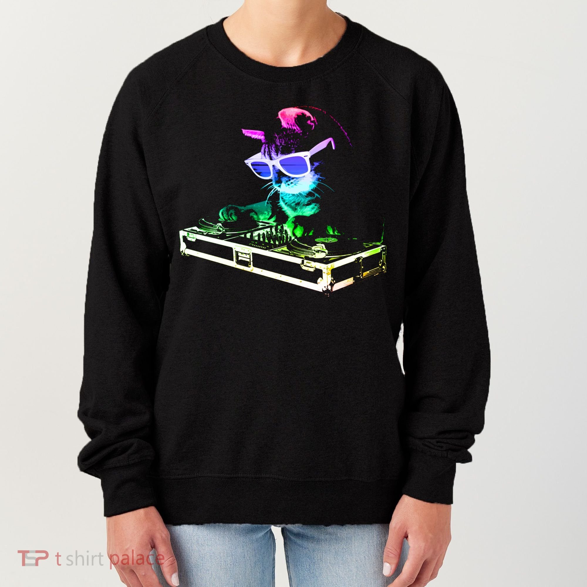 House Cat (Rainbow Dj Cat Kitty) Great Gift Women's Sweatshirt