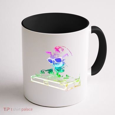House Cat (Rainbow Dj Cat Kitty) Great Gift Coffee Mug back