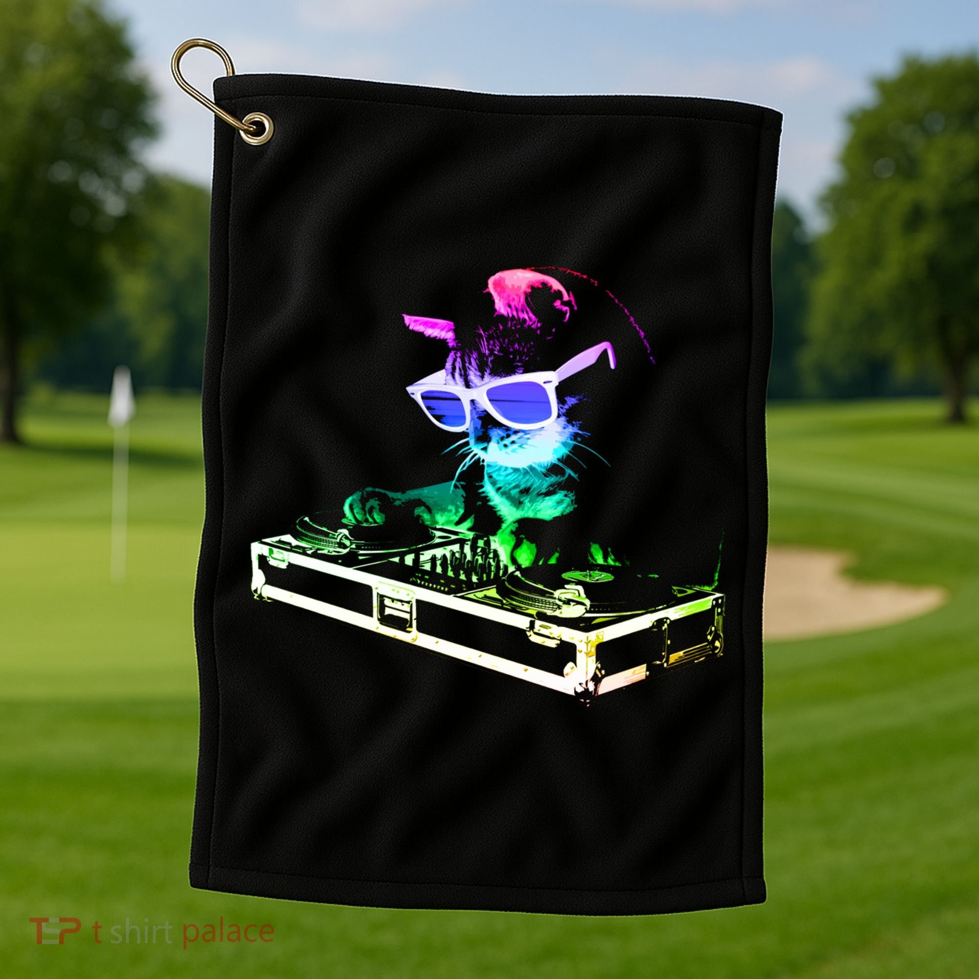 House Cat (Rainbow Dj Cat Kitty) Great Gift Golf Towel