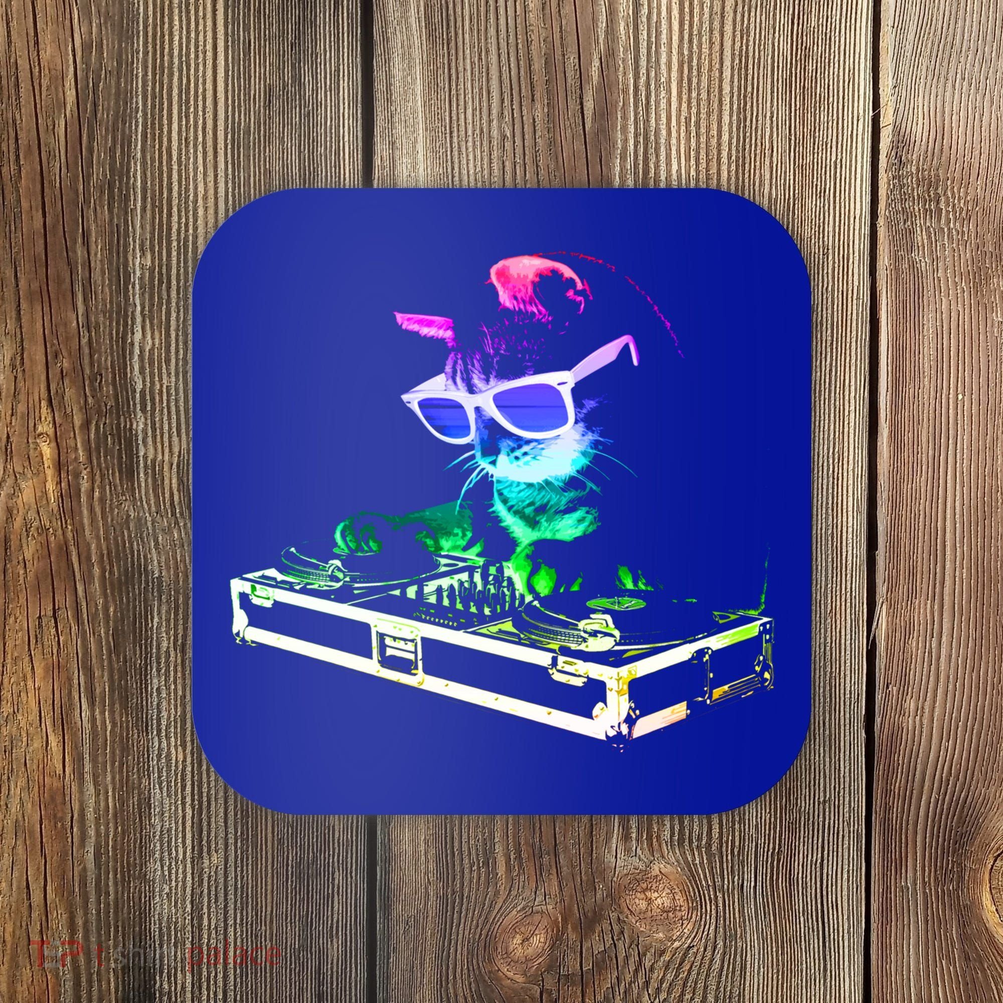 House Cat (Rainbow Dj Cat Kitty) Great Gift Coaster
