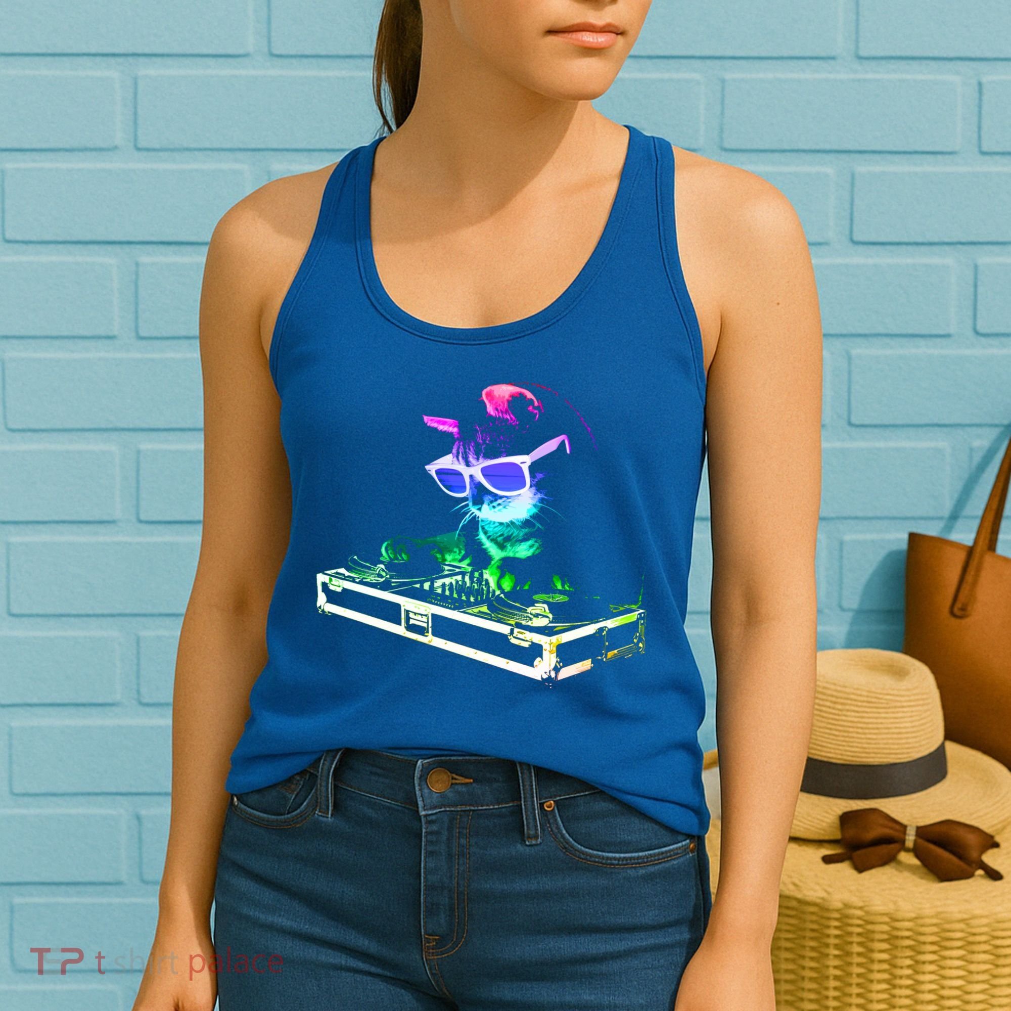 House Cat (Rainbow Dj Cat Kitty) Great Gift Women's Tank Top