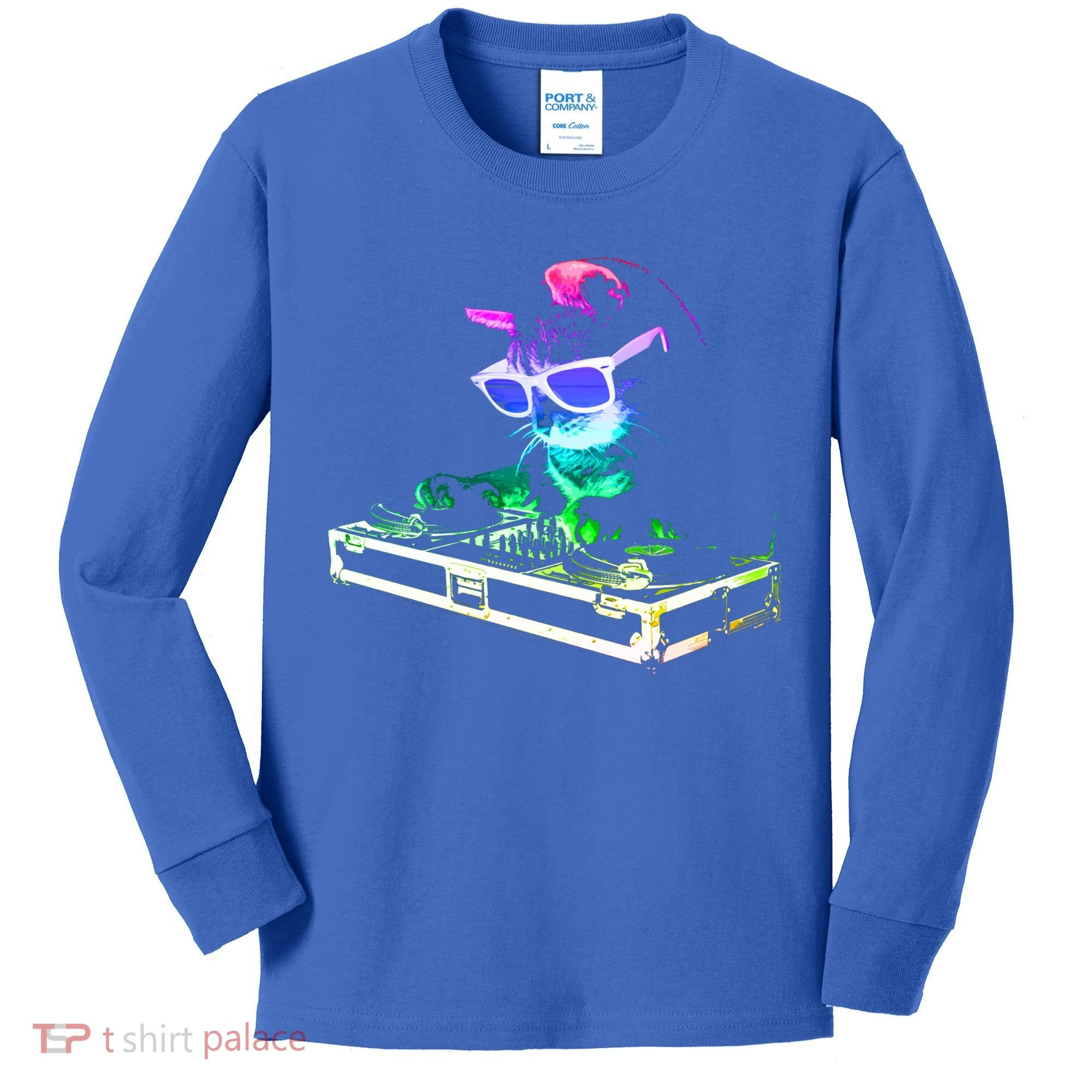 House Cat (Rainbow Dj Cat Kitty) Great Gift Kids Long Sleeve Shirt