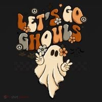 Halloween Costume Retro LetS Go Ghouls Peace Sgn Ghost Gift Bucket Hat thumb 4