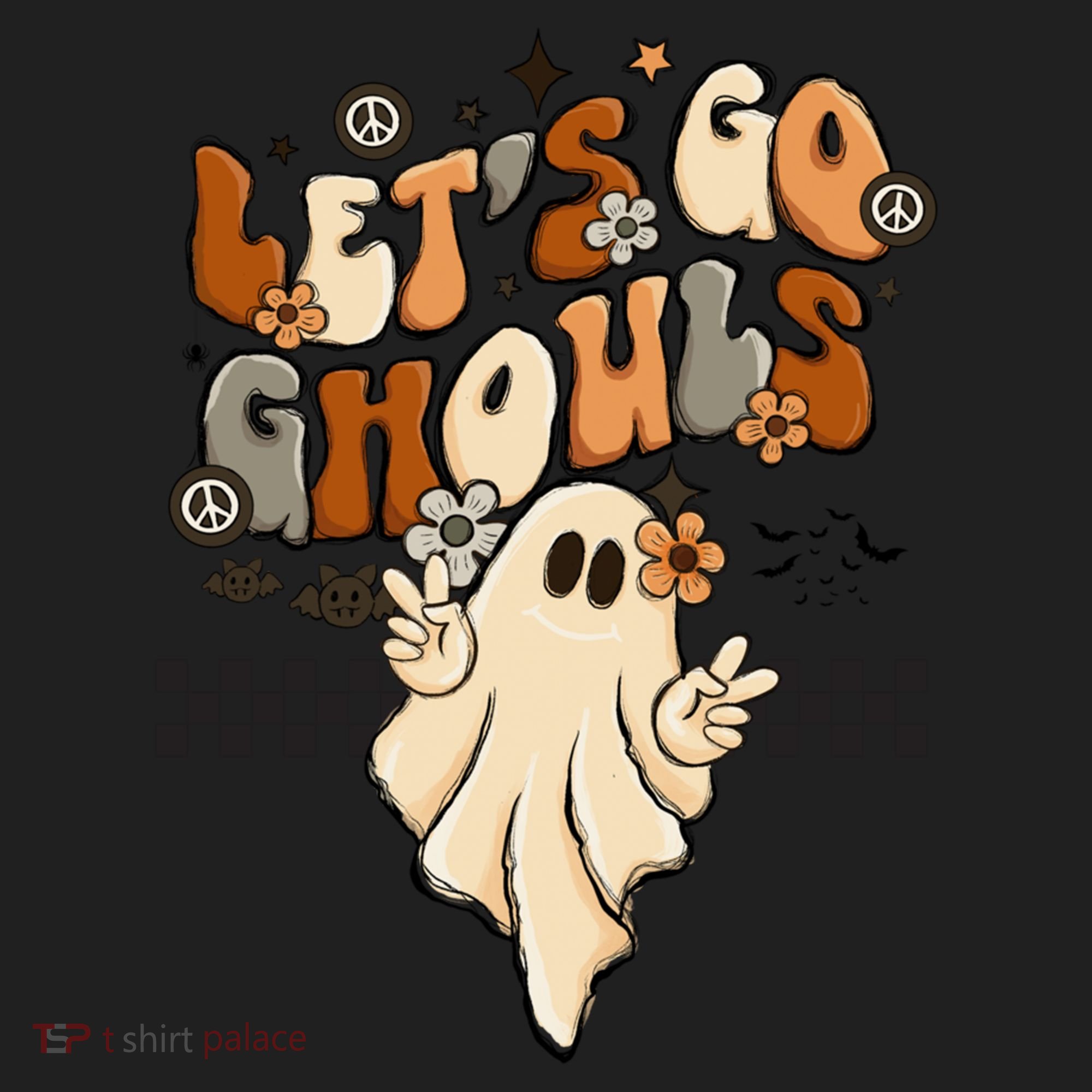Halloween Costume Retro LetS Go Ghouls Peace Sgn Ghost Gift Hat