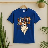 Halloween Costume Retro LetS Go Ghouls Peace Sgn Ghost Gift T-Shirt thumb 2