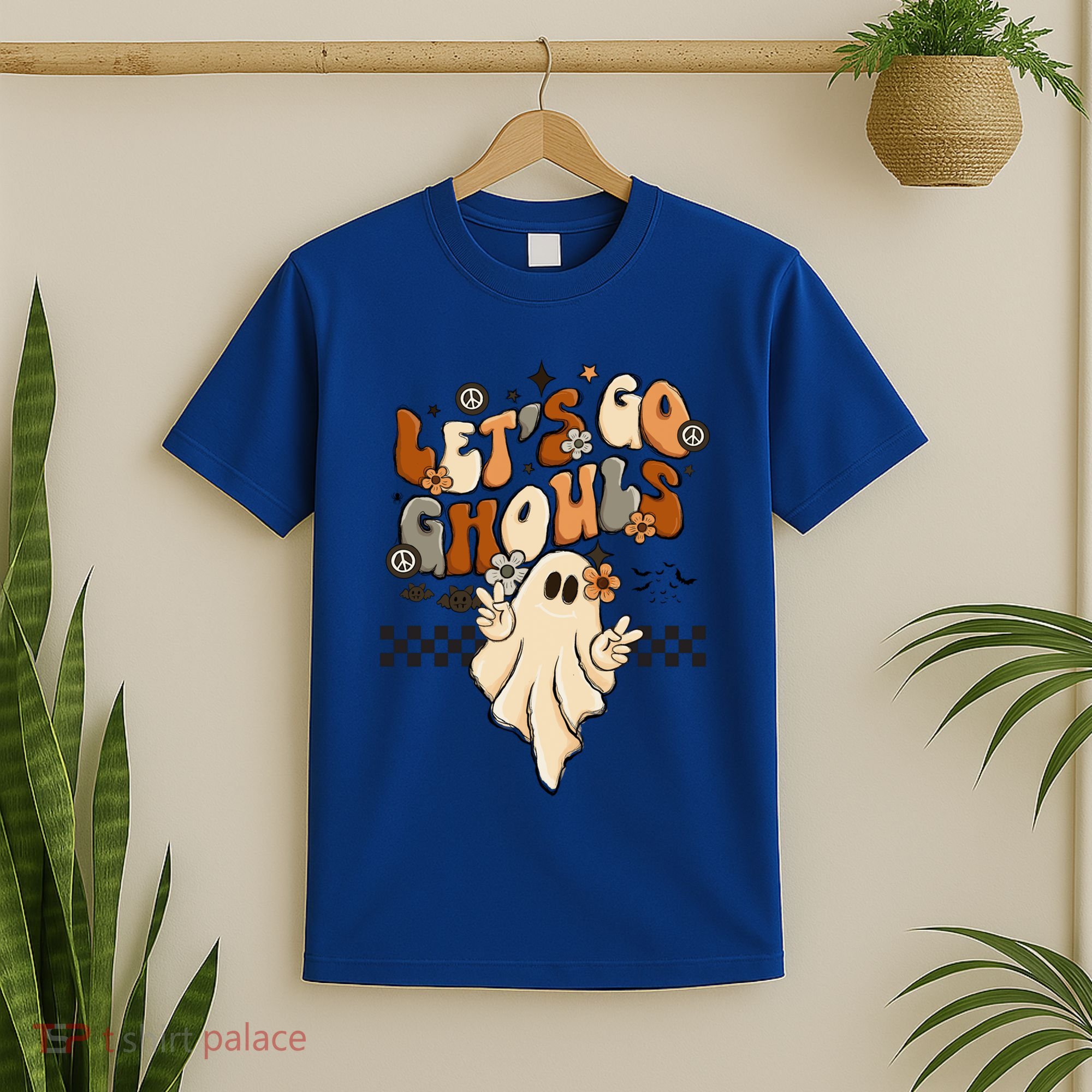 Halloween Costume Retro LetS Go Ghouls Peace Sgn Ghost Gift T-Shirt