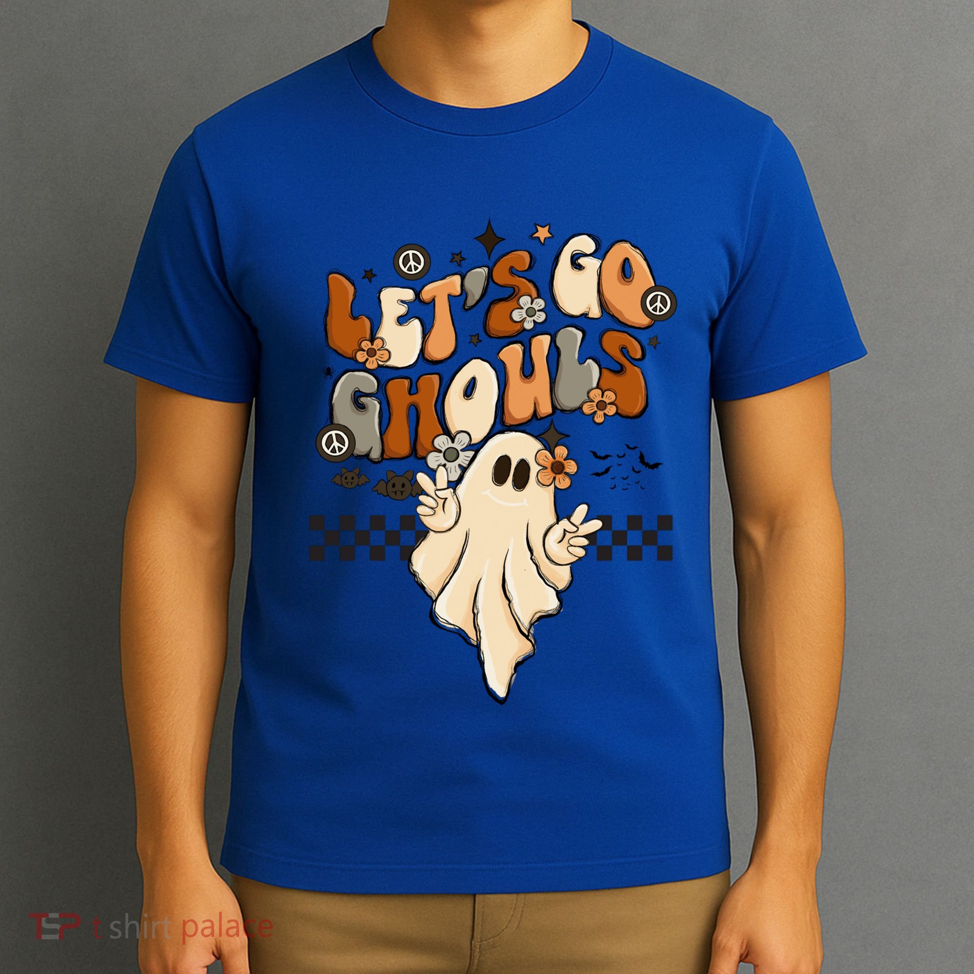 Halloween Costume Retro LetS Go Ghouls Peace Sgn Ghost Gift T-Shirt