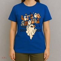Halloween Costume Retro LetS Go Ghouls Peace Sgn Ghost Gift T-Shirt thumb 4