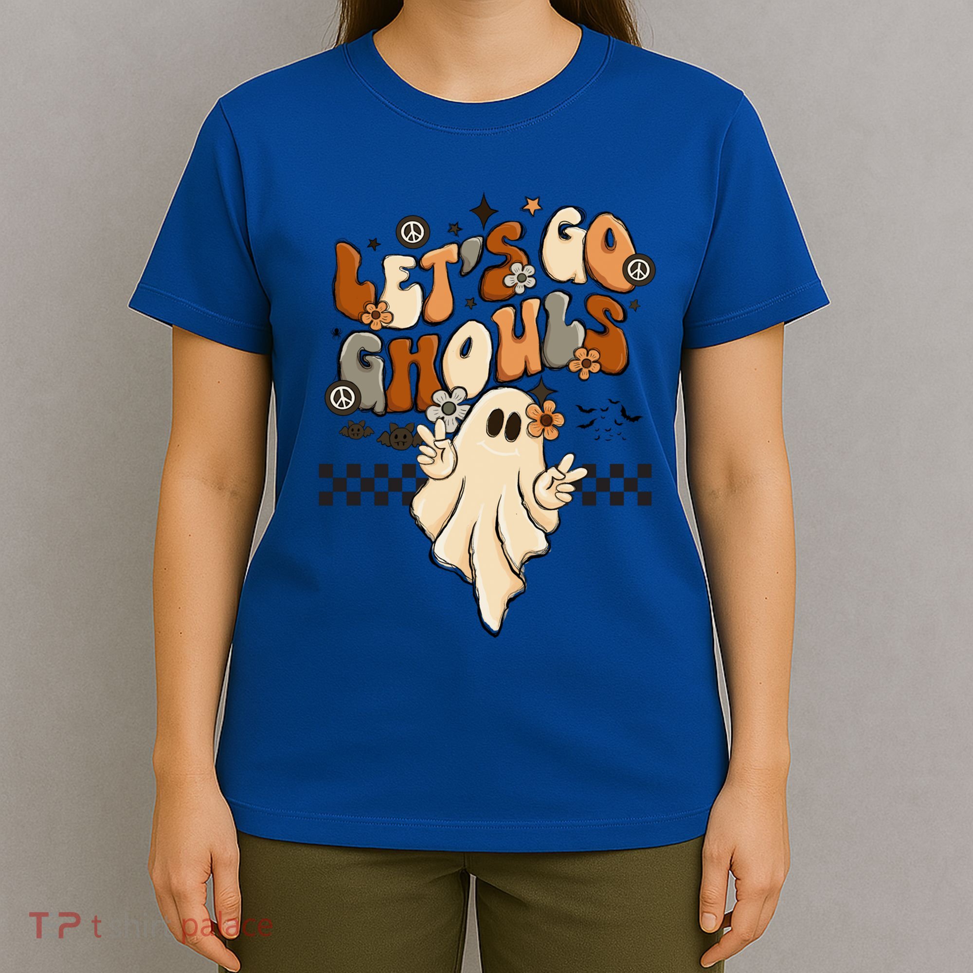 Halloween Costume Retro LetS Go Ghouls Peace Sgn Ghost Gift T-Shirt