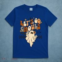 Halloween Costume Retro LetS Go Ghouls Peace Sgn Ghost Gift T-Shirt thumb 5
