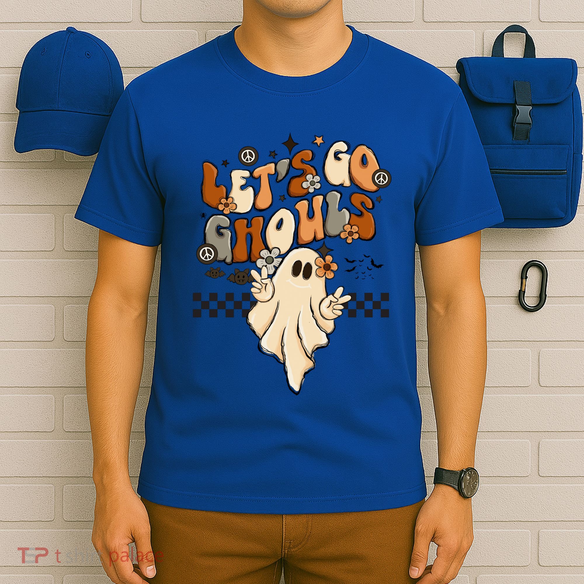 Halloween Costume Retro LetS Go Ghouls Peace Sgn Ghost Gift T-Shirt