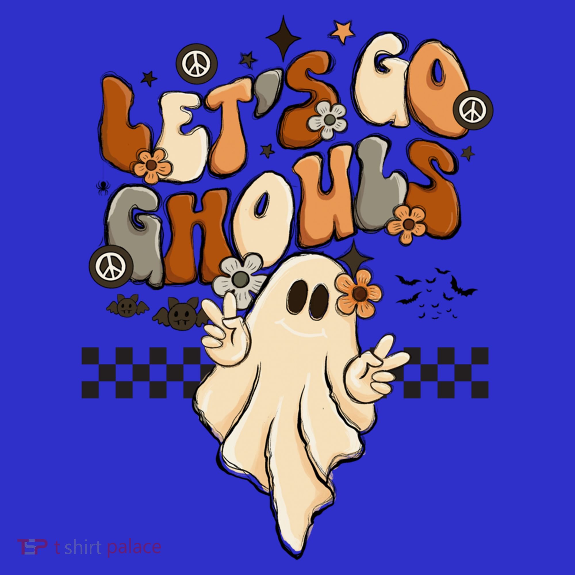 Halloween Costume Retro LetS Go Ghouls Peace Sgn Ghost Gift T-Shirt