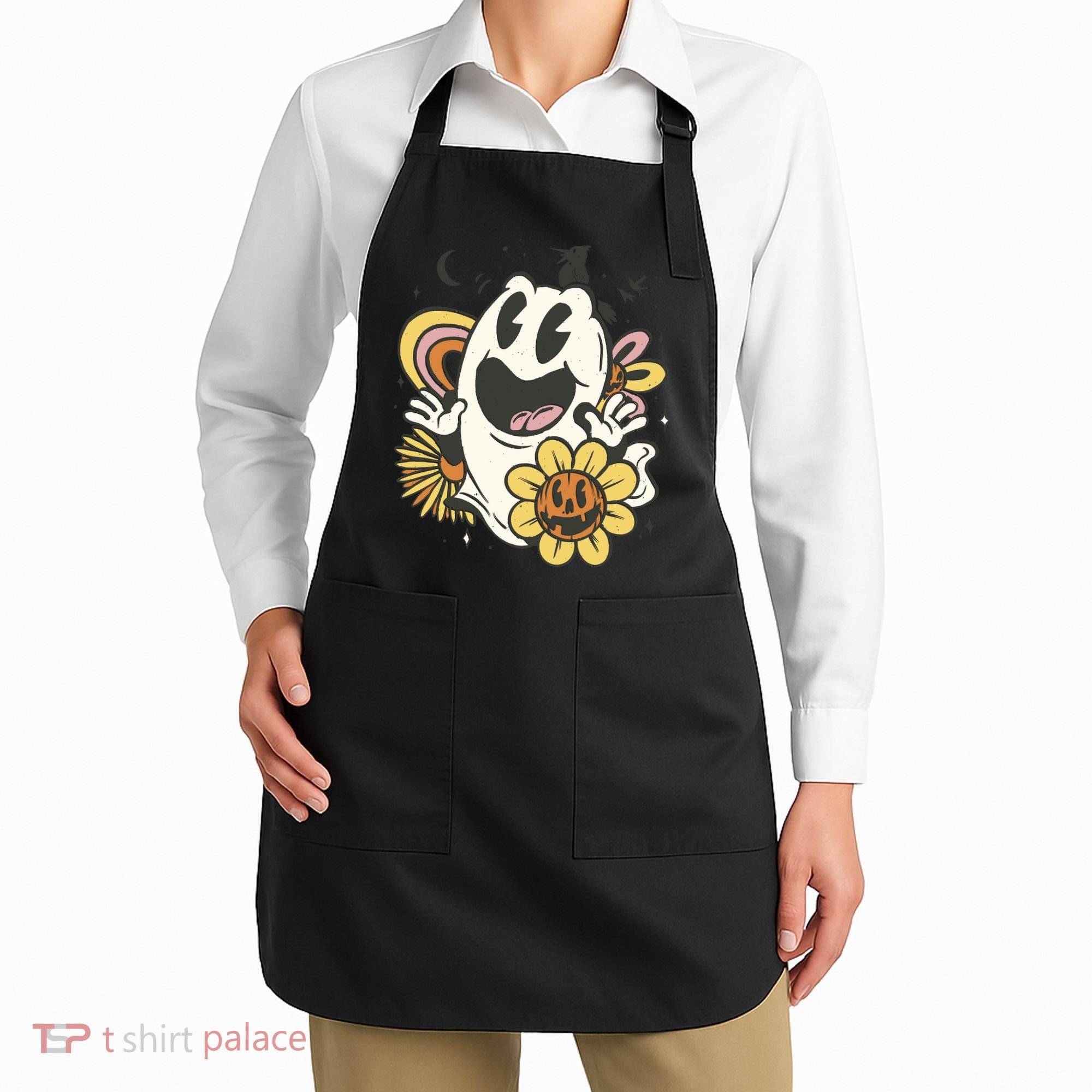 Halloween Cute Retro Ghost Apron