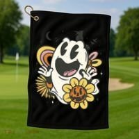 Halloween Cute Retro Ghost Golf Towel thumb 1