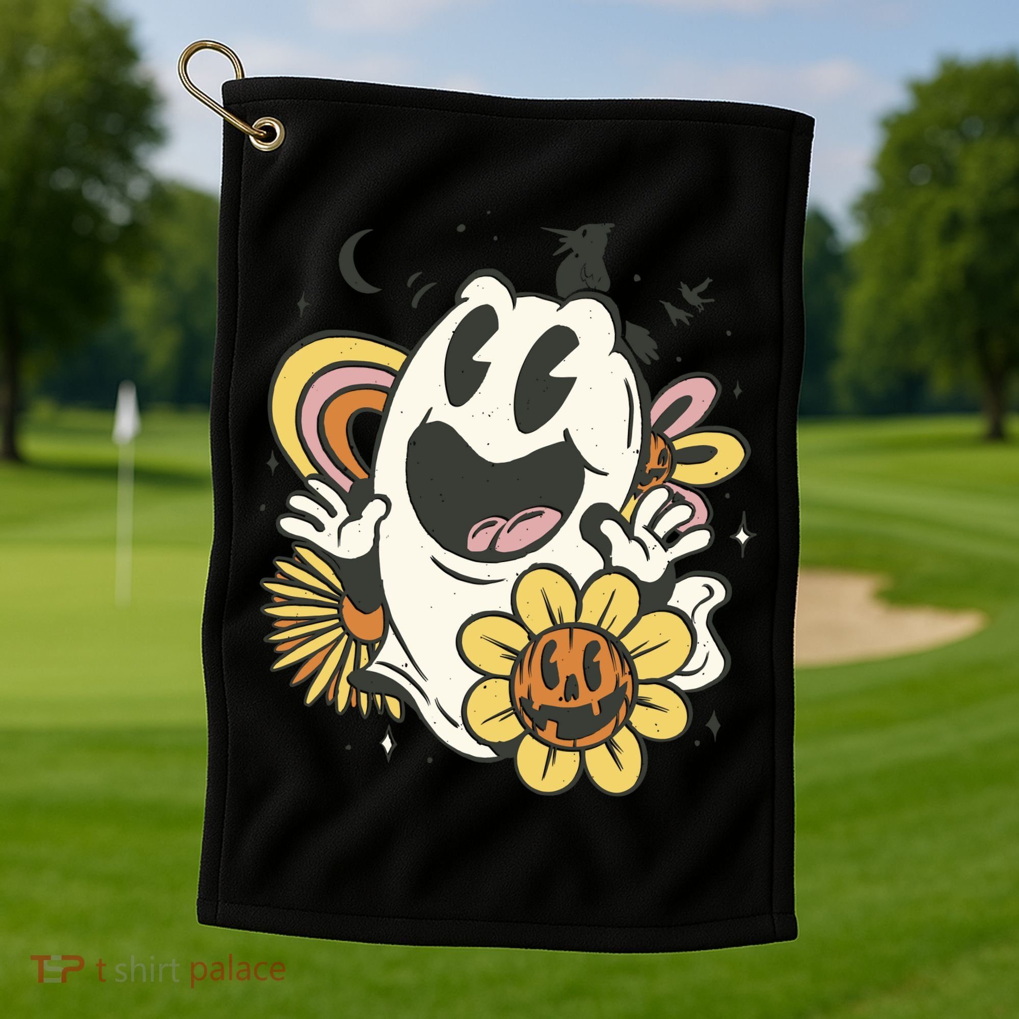Halloween Cute Retro Ghost Golf Towel