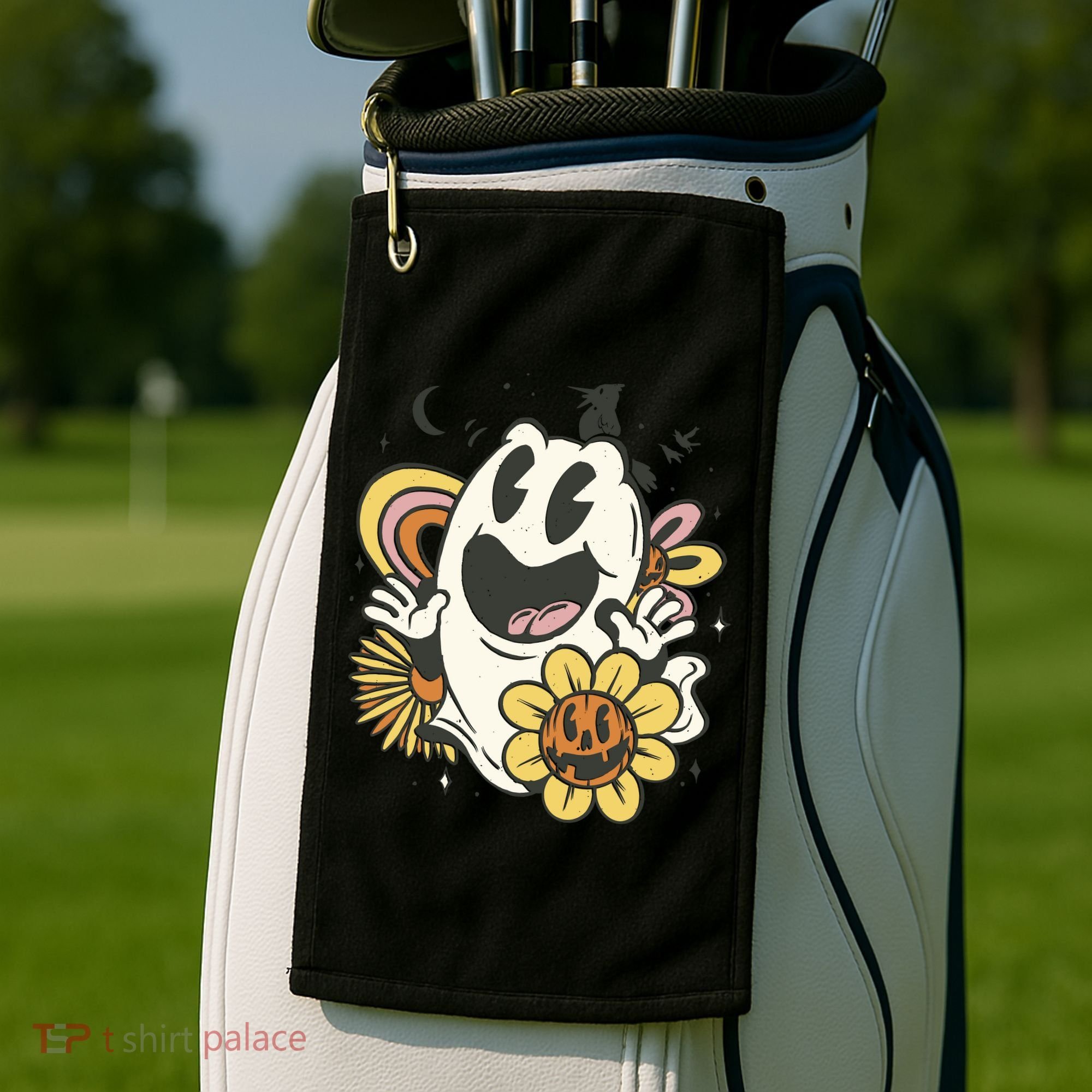 Halloween Cute Retro Ghost Golf Towel