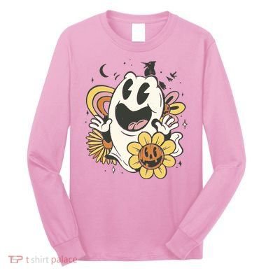 Halloween Cute Retro Ghost Long Sleeve Shirt