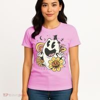 Halloween Cute Retro Ghost Women's T-Shirt thumb 4