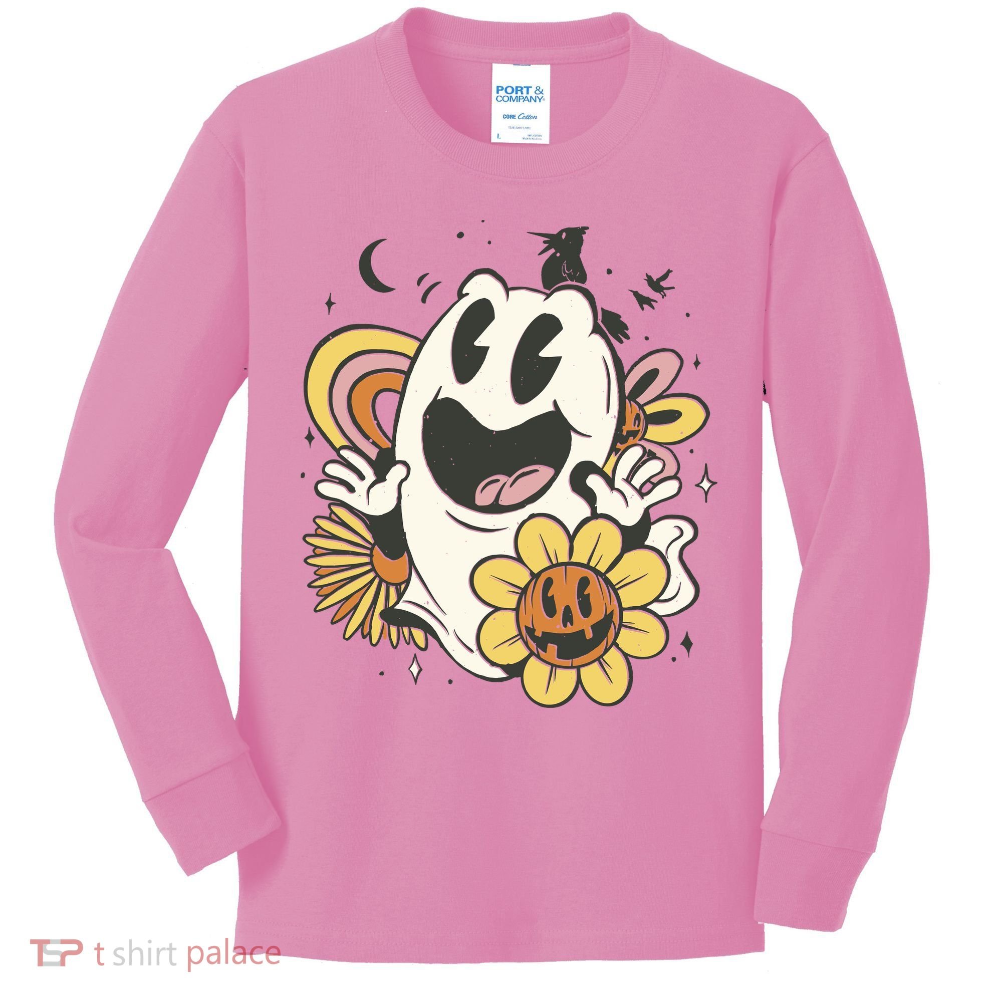 Halloween Cute Retro Ghost Kids Long Sleeve Shirt