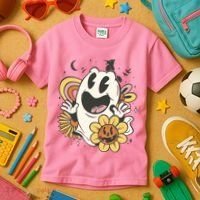 Halloween Cute Retro Ghost Kids T-Shirt thumb 3