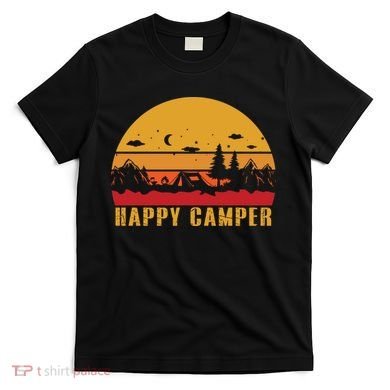 Happy Camper Retro Sunset Camping T-Shirt