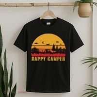 Happy Camper Retro Sunset Camping T-Shirt thumb 2