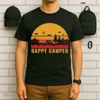 Happy Camper Retro Sunset Camping T-Shirt thumb 6