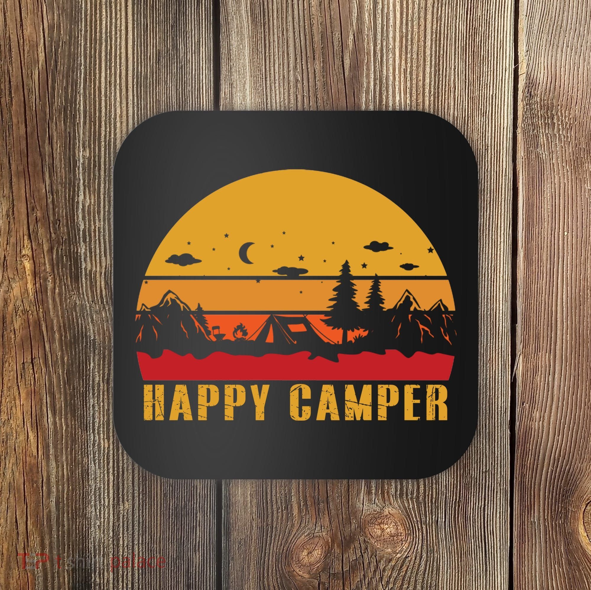 Happy Camper Retro Sunset Camping Coaster