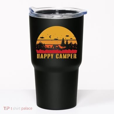 Happy Camper Retro Sunset Camping Tumbler