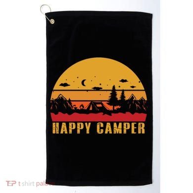 Happy Camper Retro Sunset Camping Golf Towel